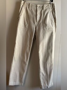 Faherty Tan High Waisted Ankle Length Straight Leg Pants